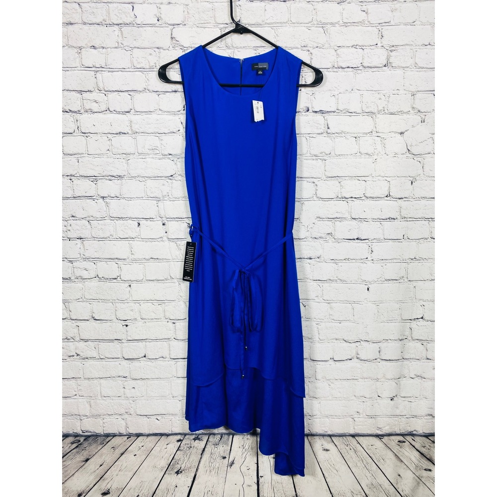 The Limited Dress Womens Asymmetrical Hem Royal Blue M NWT Tie Waist Sleeveless